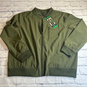 NWT Banana Republic Olive Green Bomber Jacket. Has Stretch. Size XL.